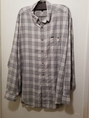 Alexander Julian Men's XL Gray & White Long-Sleeve Plaid Button-Down Shirt